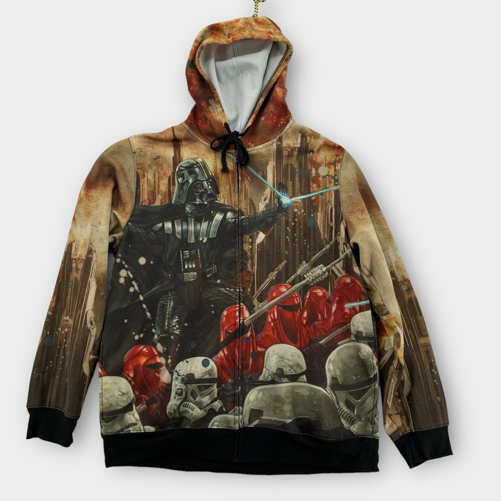 Star Wars Darth Vader Hoodie Mens 2X Full Zip Long Sleeve All Over Print Graphic